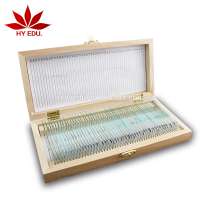 Most popular Fixed 91 kinds set biological microscope slides with wooden box